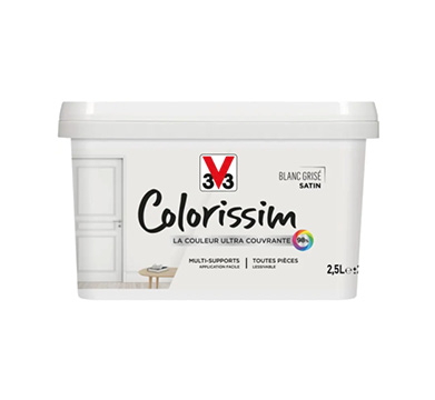 pot de peinture blanc grisé satin v33