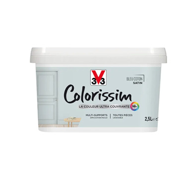pot de peinture bleu coton satin v33