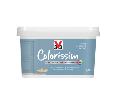 pot de peinture bleu givré satin v33