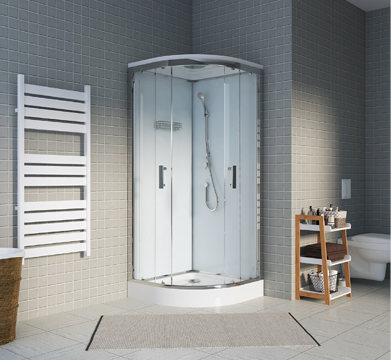 salle de bains avec cabine de douche