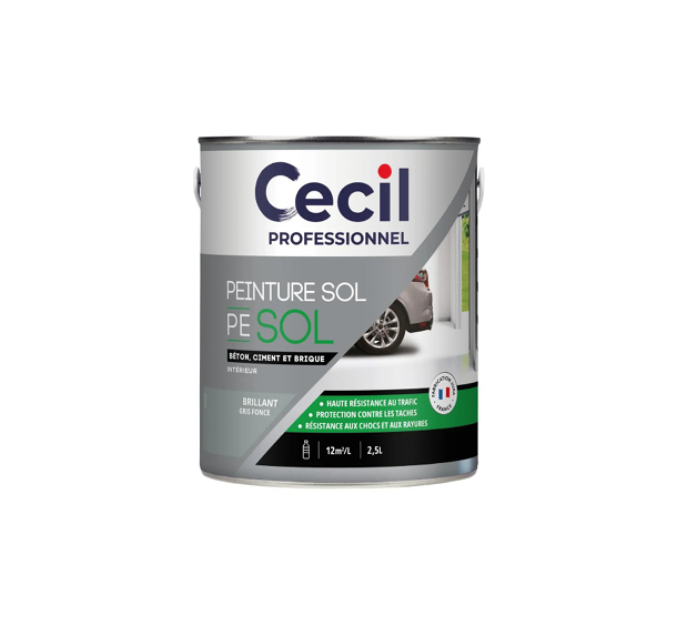 Peinture PE Sol Gris Foncé Cecil, 2,5 L - Chrétien Matériaux